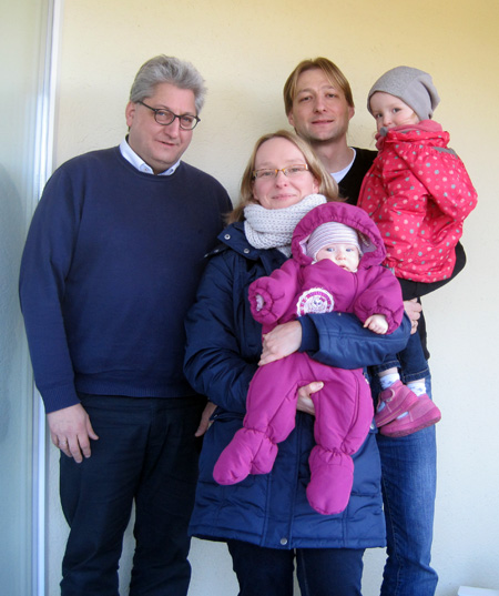 Bürgermeister Rainer Barth, Christian Bernhardi mit Tochter  Paula, Marion Bernhardi mit Tochter Sahra